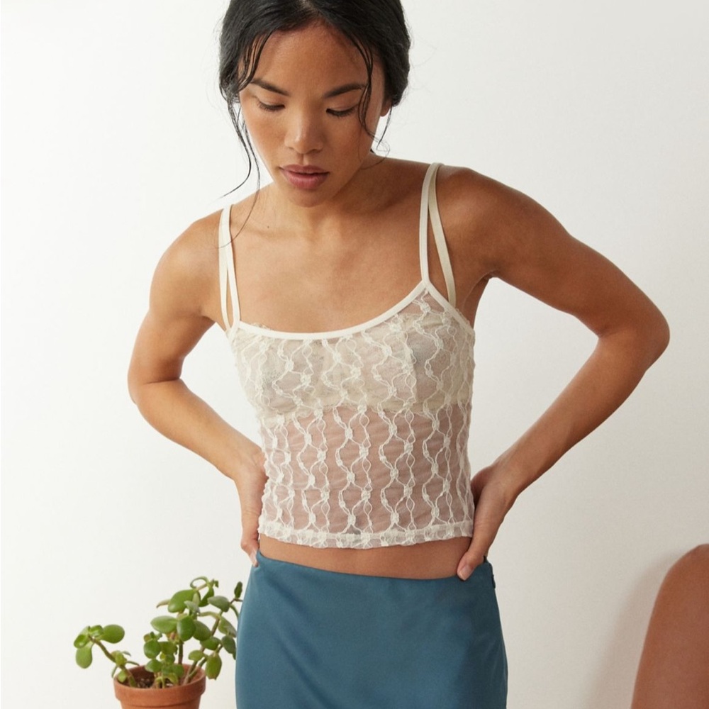 Urban Outfitters (Out from Under line) Lovella Sheer Lace Cami in white